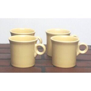 4 Homer Laughlin Fiesta Ware Coffee Mugs Yellow round handle
